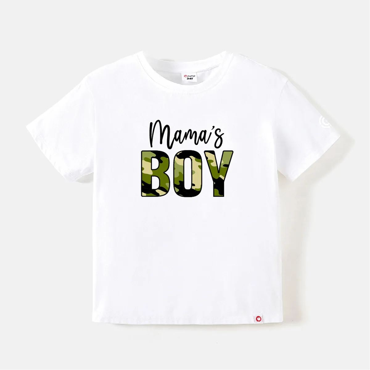 Go-Neat Water Repellent and Stain Resistant Mommy and Me Camouflage Letter Print Short-sleeve Tee White big image 1