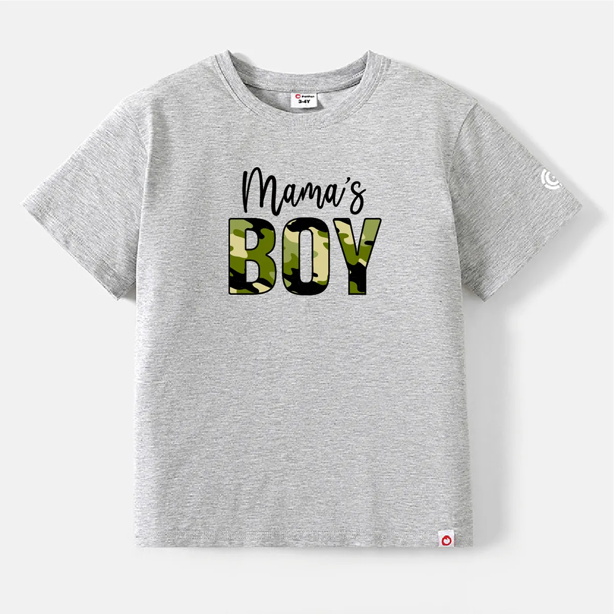 Go-Neat Water Repellent and Stain Resistant Mommy and Me Camouflage Letter Print Short-sleeve Tee Light Grey big image 1