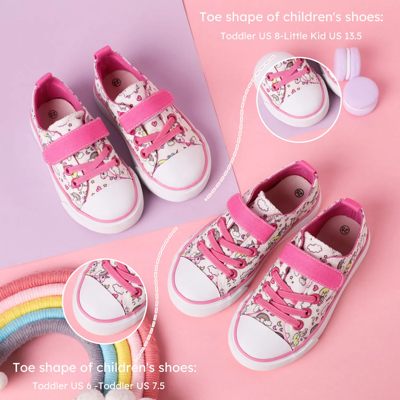 Criança Criança Menina Bonito Arco-íris Calçado casual Rosa Escuro big image 1