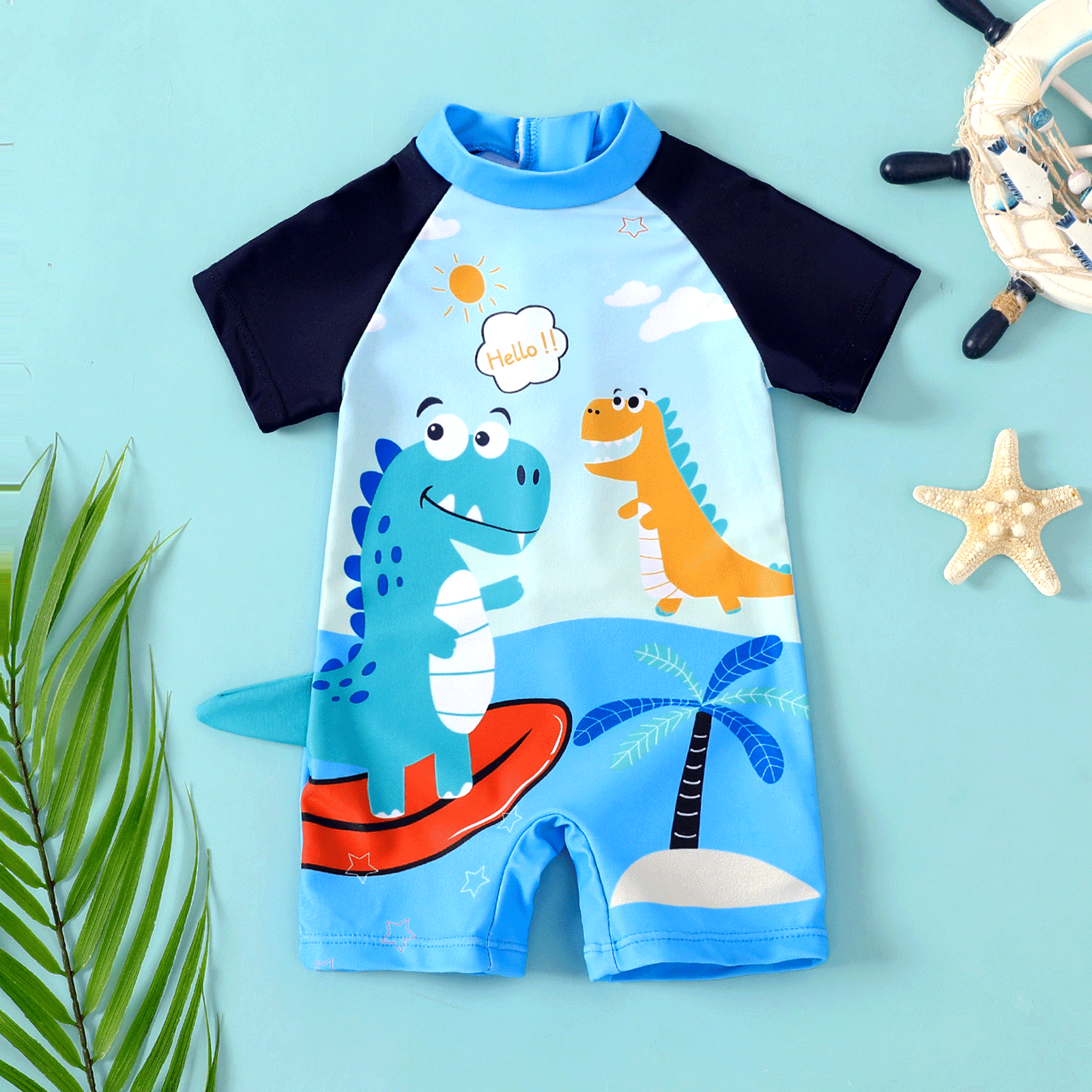 Baby Boy Dinosaur Pattern One Piece Swimsuit