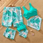 Family Matching Plant Print Wrap One-piece Swimsuit or Swim Trunks Shorts  image 2