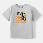 Go-Neat Water Repellent and Stain Resistant Family Matching Letter Print Short-sleeve Tee Light Grey