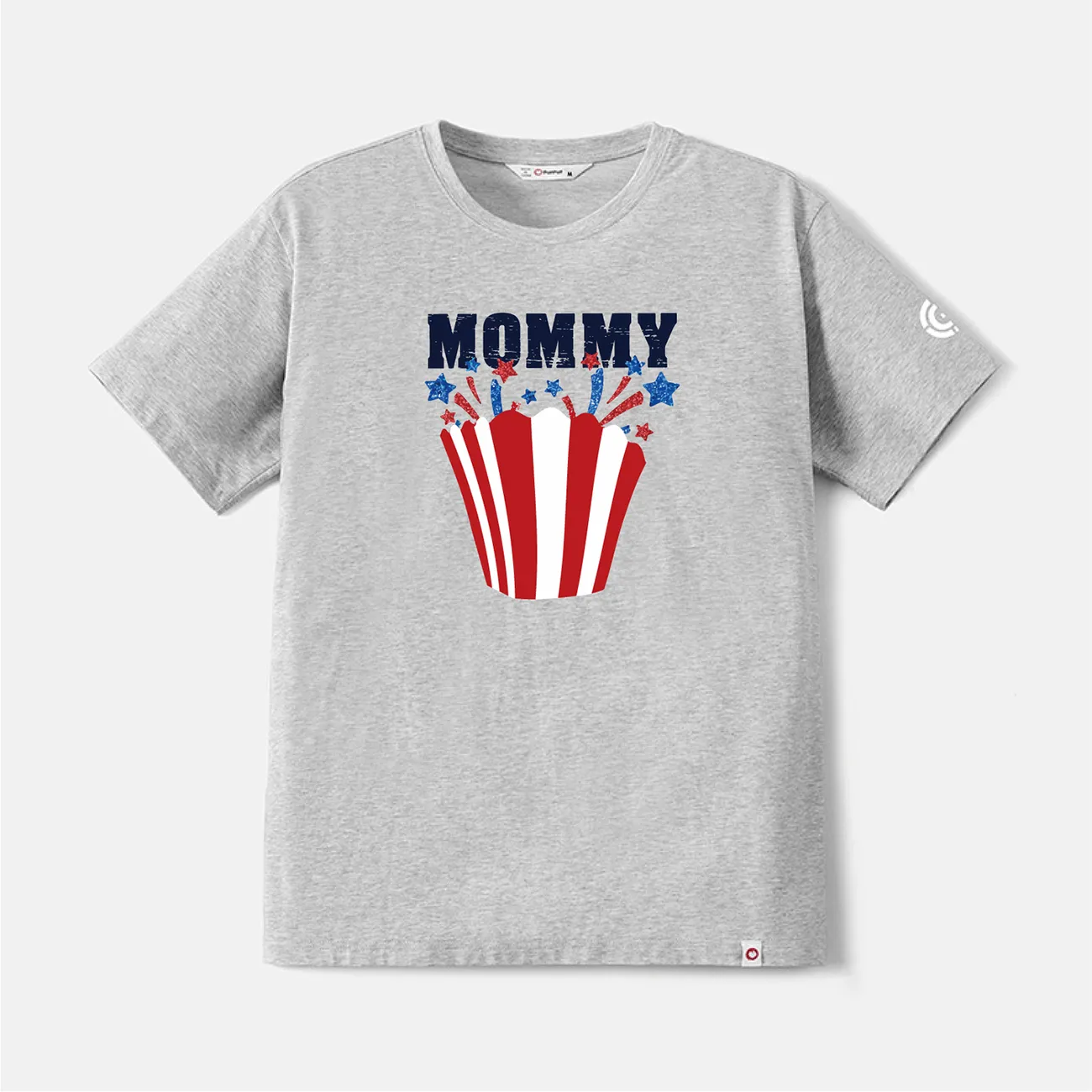 Go-Neat Water Repellent and Stain Resistant Family Matching Independence Day Short-sleeve Tee Light Grey big image 1
