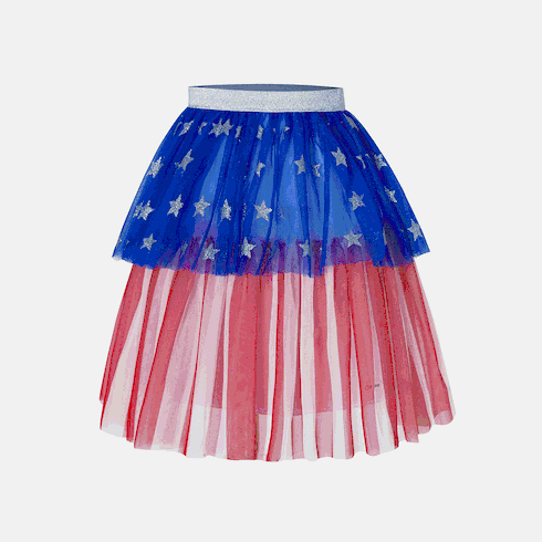 Go-Glow Light Up Contrast Skirt with Star Glitter Including Controller (Battery Inside) Dark blue/White/Red big image 3