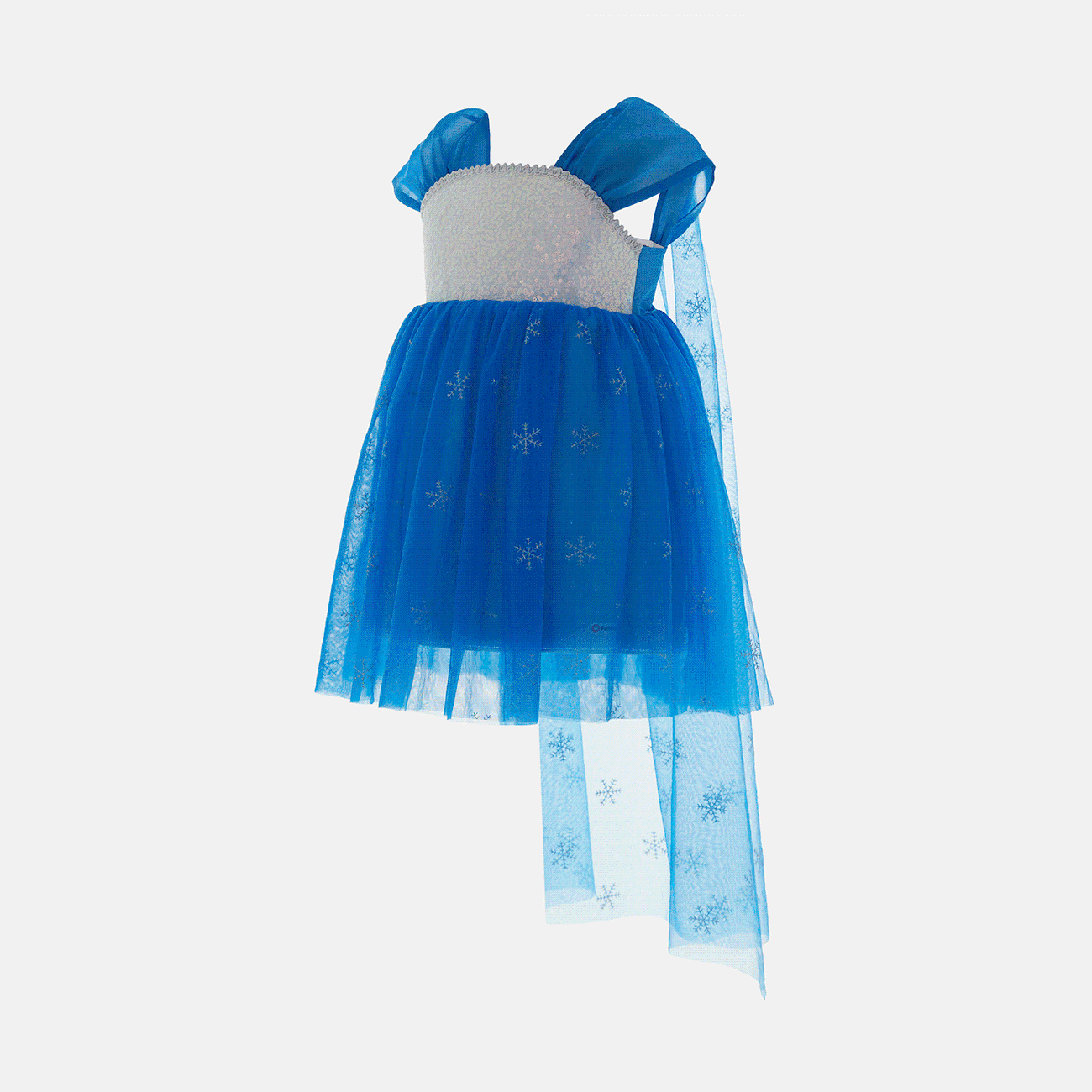 Go-Glow Light Up vestido de fiesta azul con brillo de copo de nieve de lentejuelas y capa extraíble incluyendo controlador (batería incorporada) Azul Oscuro / Blanco big image 1