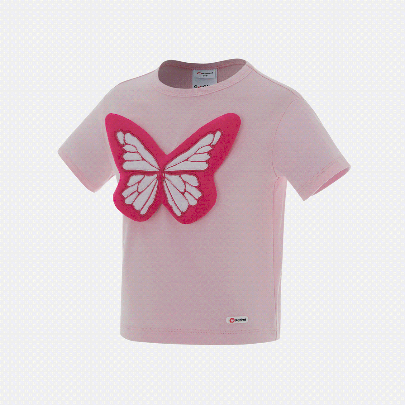 Niño pequeño Chica Hipertáctil Dulce Mariposa Manga corta Camiseta Rosado big image 1