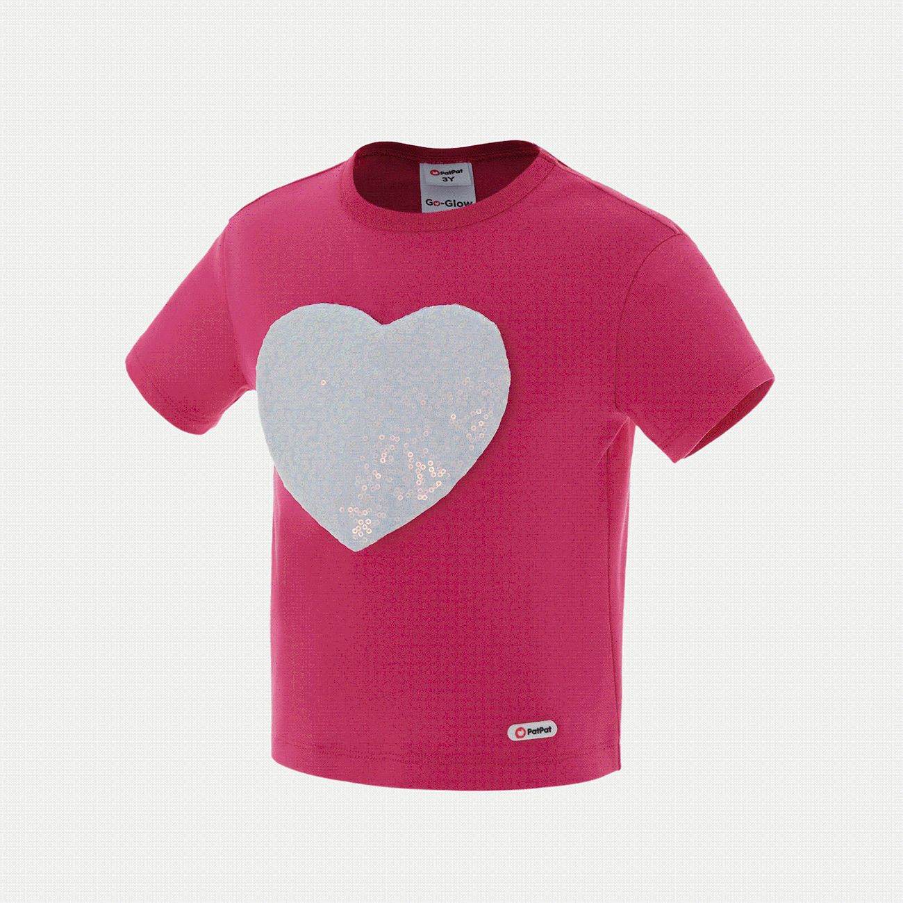 小童 女 立體造型 甜美 短袖 T恤 玫紅色 big image 1