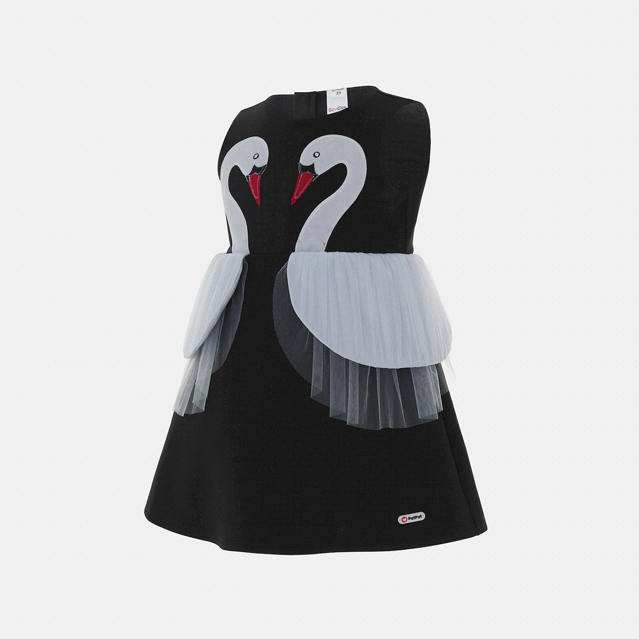 Go-Glow Illuminating Sleeveless Dress with 3D Light Up Swan Including Controller (Built-In Battery) Black big image 1