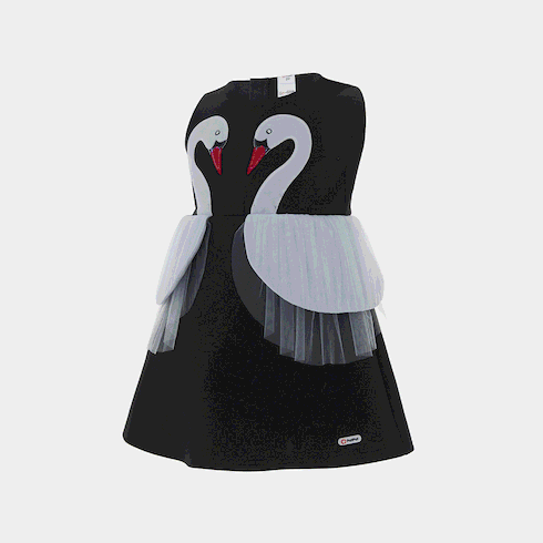 Go-Glow Illuminating Sleeveless Dress with 3D Light Up Swan Including Controller (Built-In Battery) Black big image 4