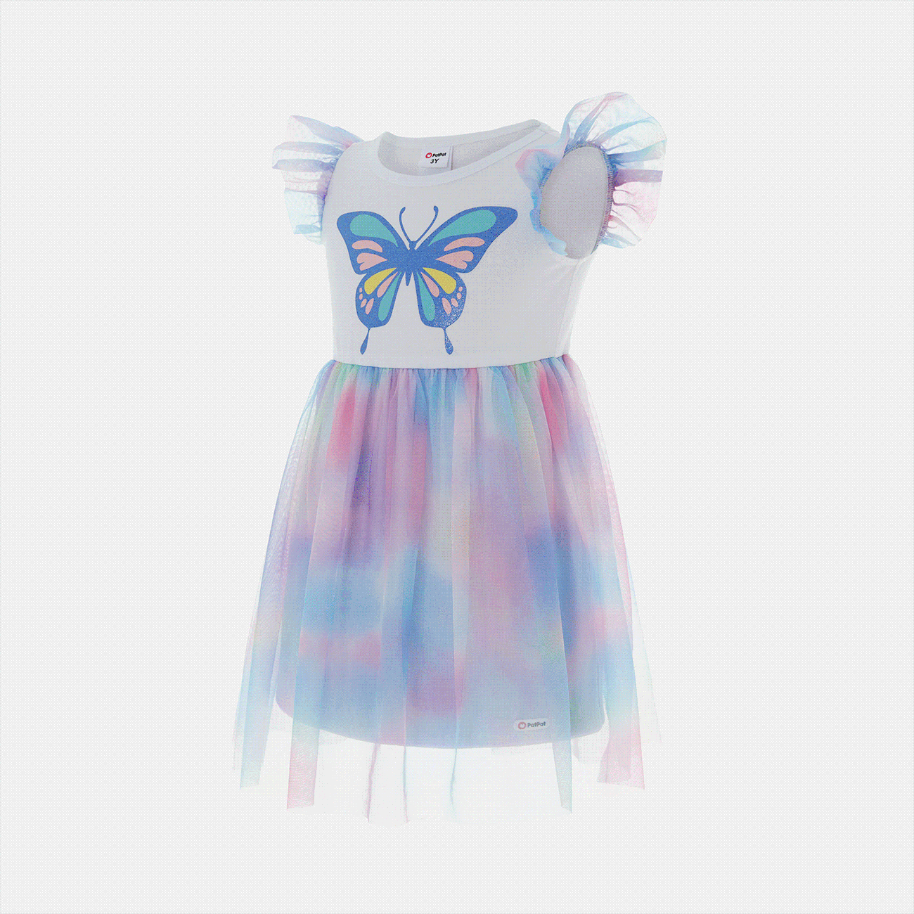 Niño pequeño Chica Mangas con volantes Dulce Mariposa Vestidos Multicolor big image 1