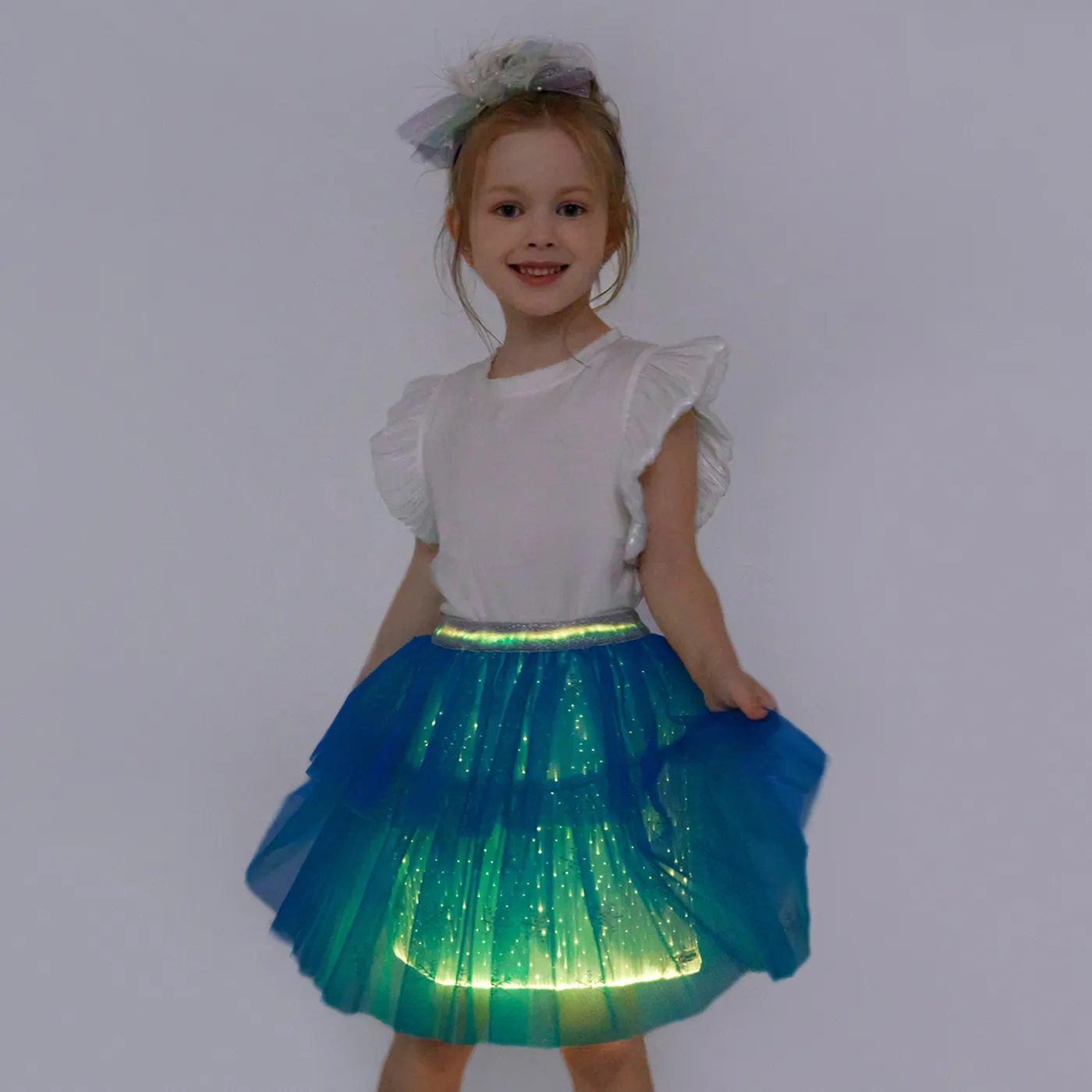 Go-Glow Light Up Blue Skirt with Snowflake Glitter Including Controller (Built-In Battery) Blue image 5