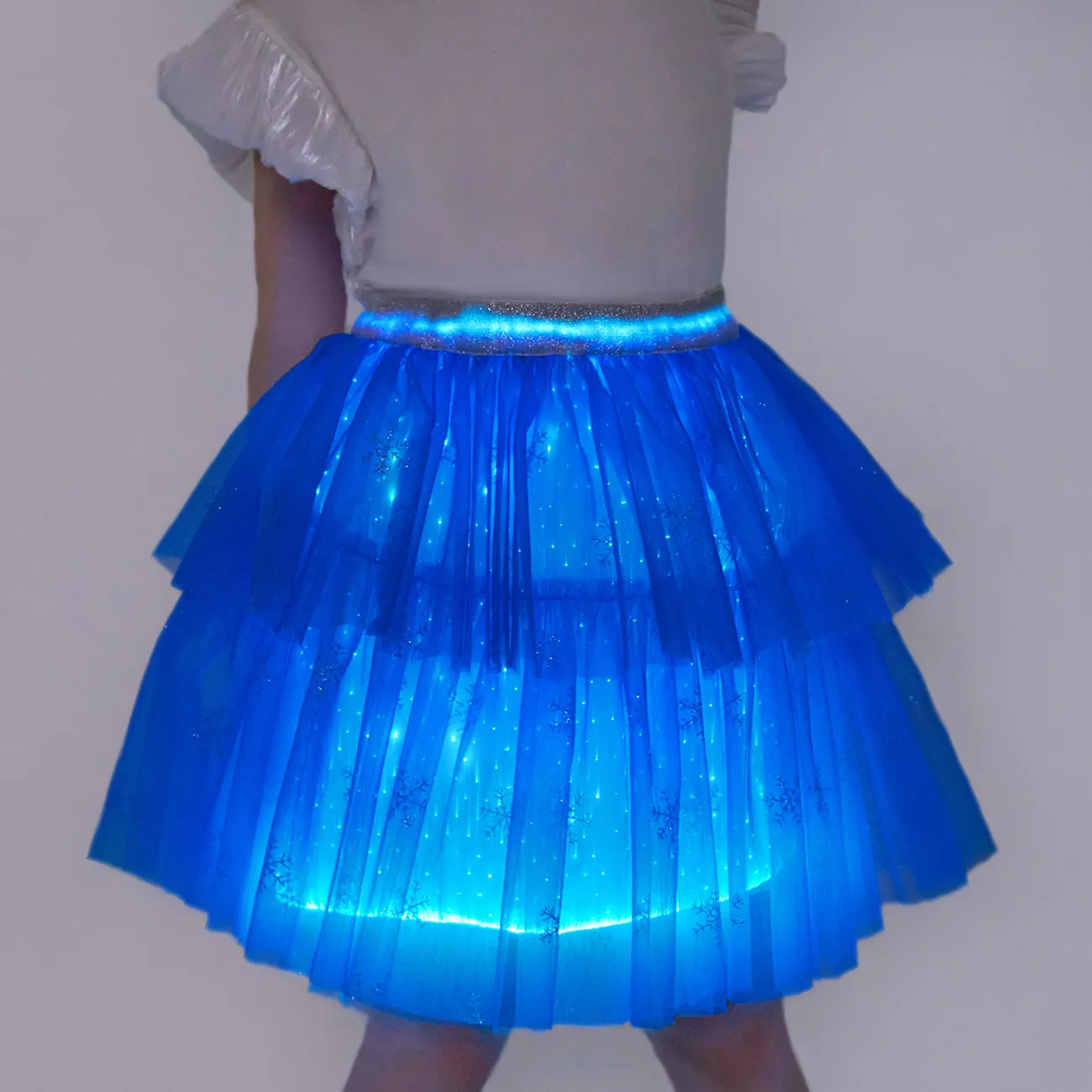 Go-Glow Light Up Blue Skirt with Snowflake Glitter Including Controller (Built-In Battery) Blue big image 1