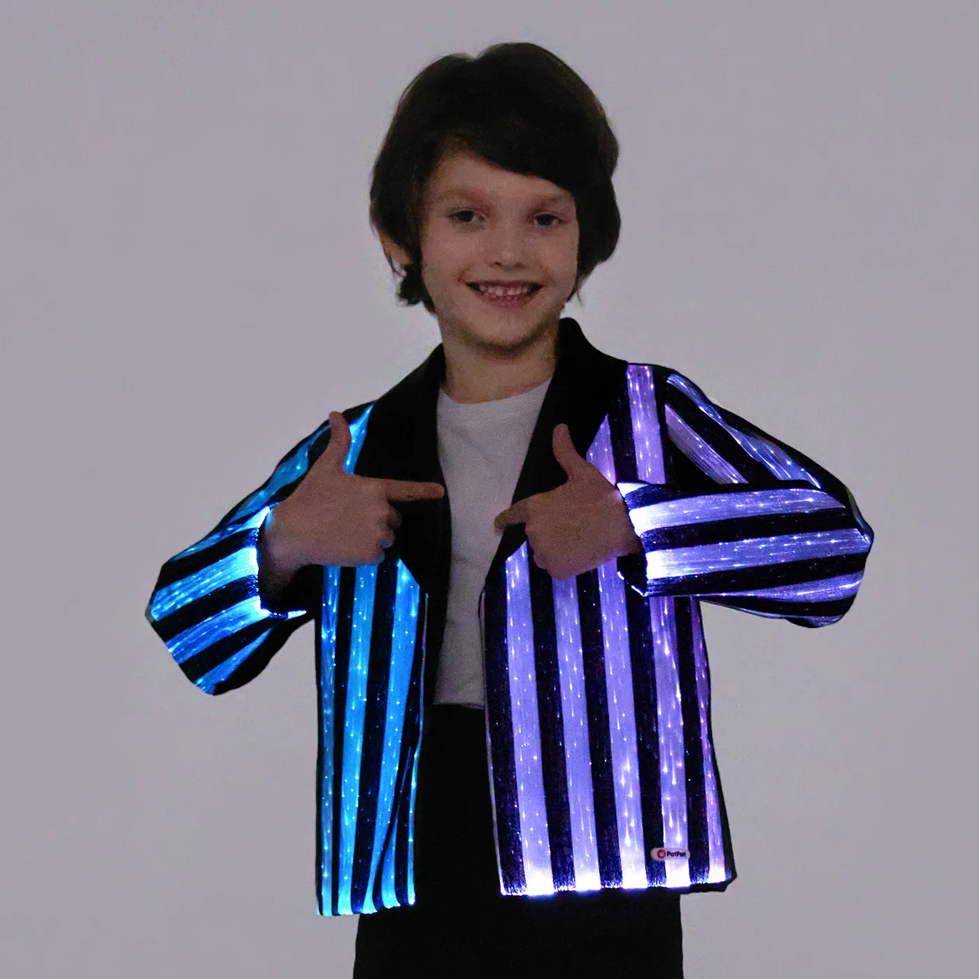 GoGlow Light Up Blazer Jacket with Black and White Stripes Including