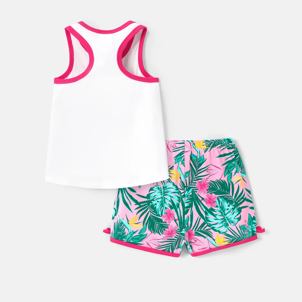Peppa Pig Toddler Girl 2pcs Character Print Cotton Tank Top and Plant Print Shorts Set big image 5