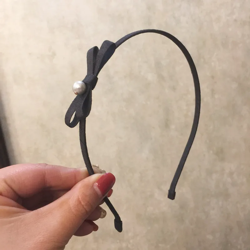 Toddler/Kid Girl Black Pearl Handmade Small Bow Headband big image 5