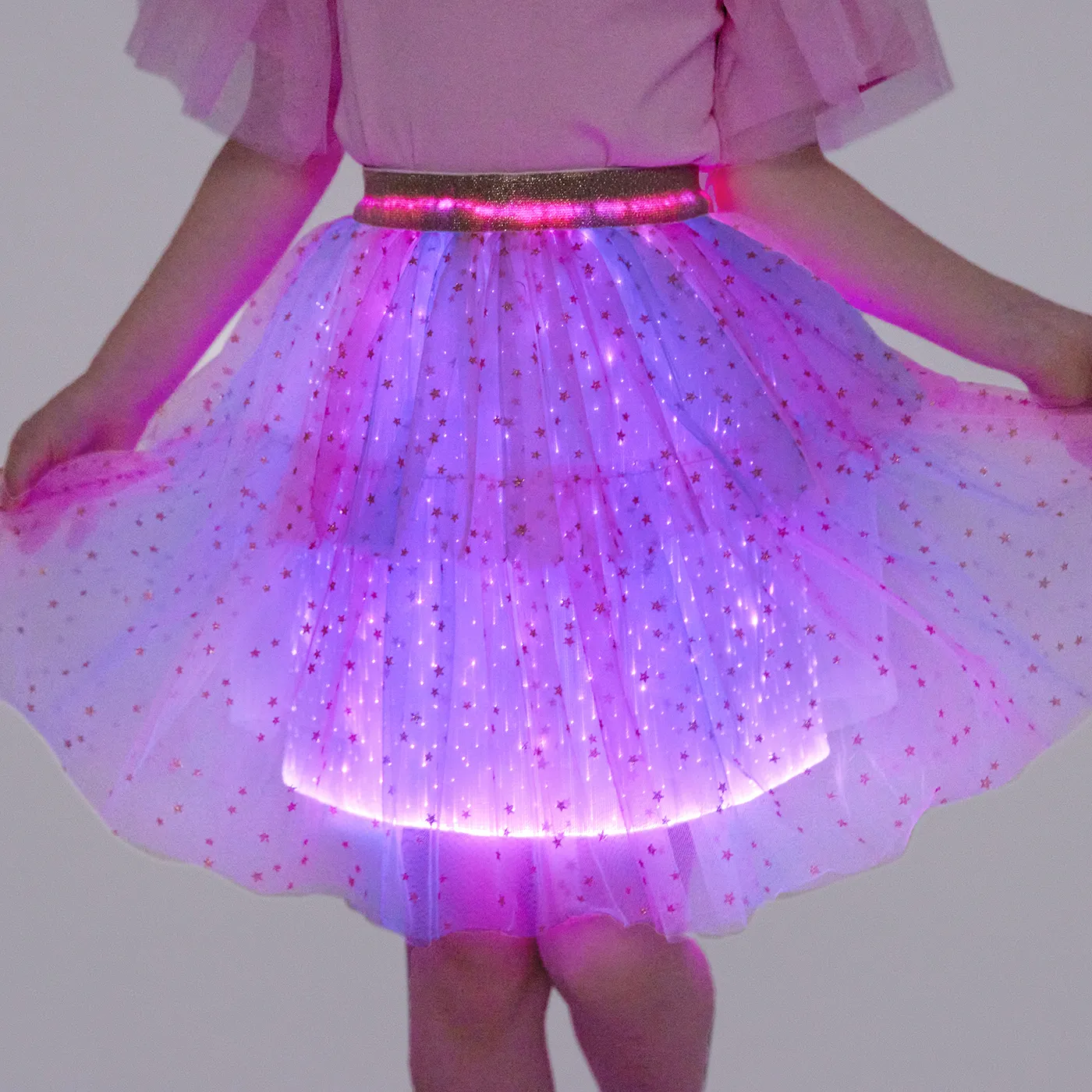 Go-Glow Light Up Colorful Skirt with Star Glitter Including Controller (Built-In Battery) Multi-color image 4