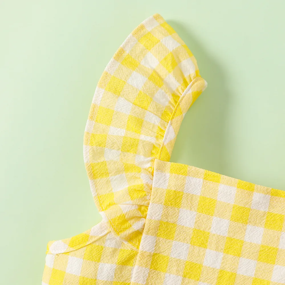 1pc Baby Girl Plaid&Lemon&Fruit Sweet Dress big image 4
