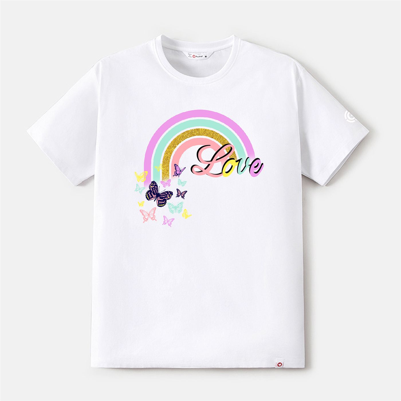 Go-Neat Water Repellent And Stain Resistant Mommy And Me Rainbow Butterfly Print Short-sleeve Tee