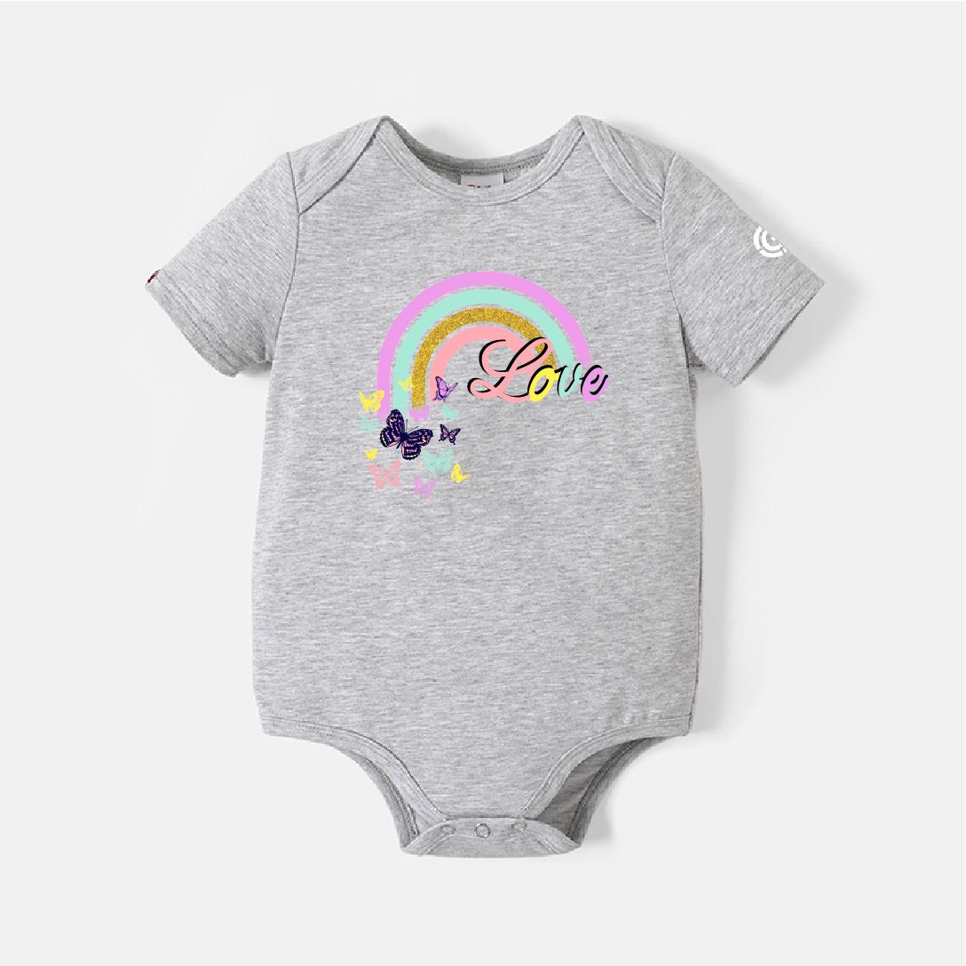 

Go-Neat Water Repellent and Stain Resistant Mommy and Me Rainbow Butterfly Print Short-sleeve Tee