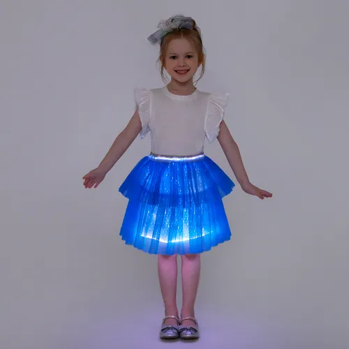 Go-Glow Light Up Blue Skirt with Snowflake Glitter Including Controller (Built-In Battery)