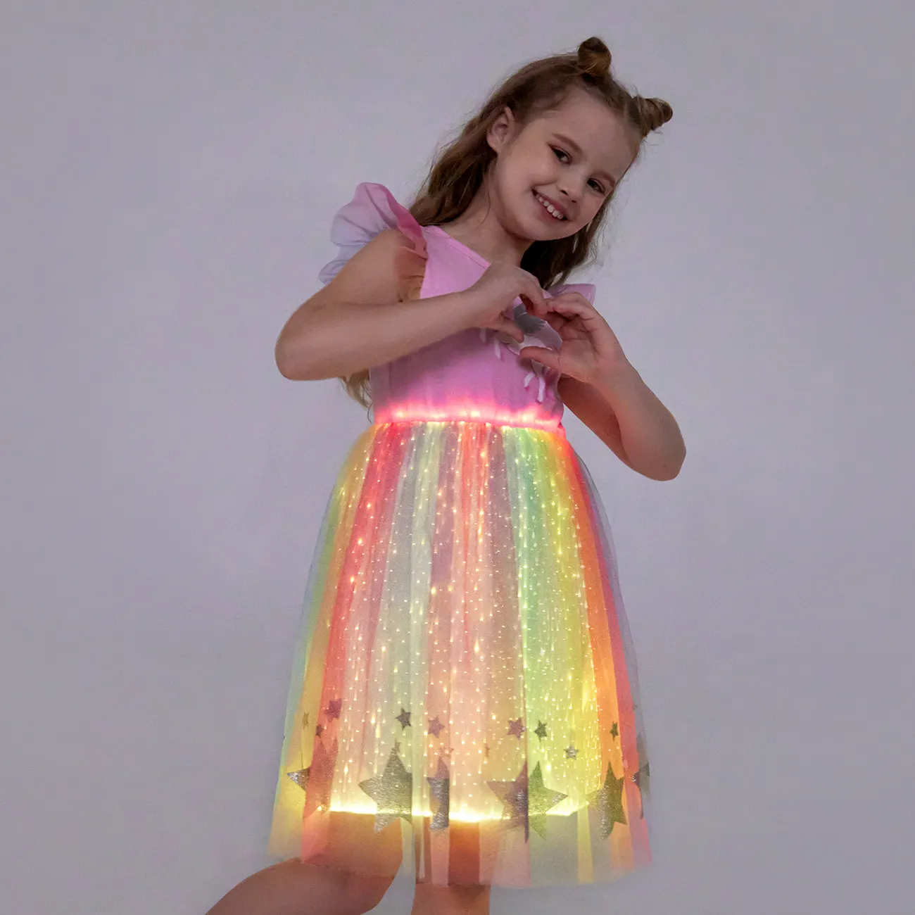 Criança Menina Costuras de tecido Infantil Unicórnio Vestidos Multicolorido big image 1