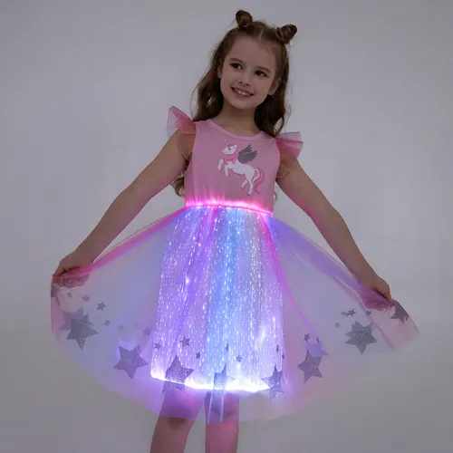 Vestido de unicornio Go-Glow iluminado con falda que se ilumina, incluye controlador (batería incorporada)