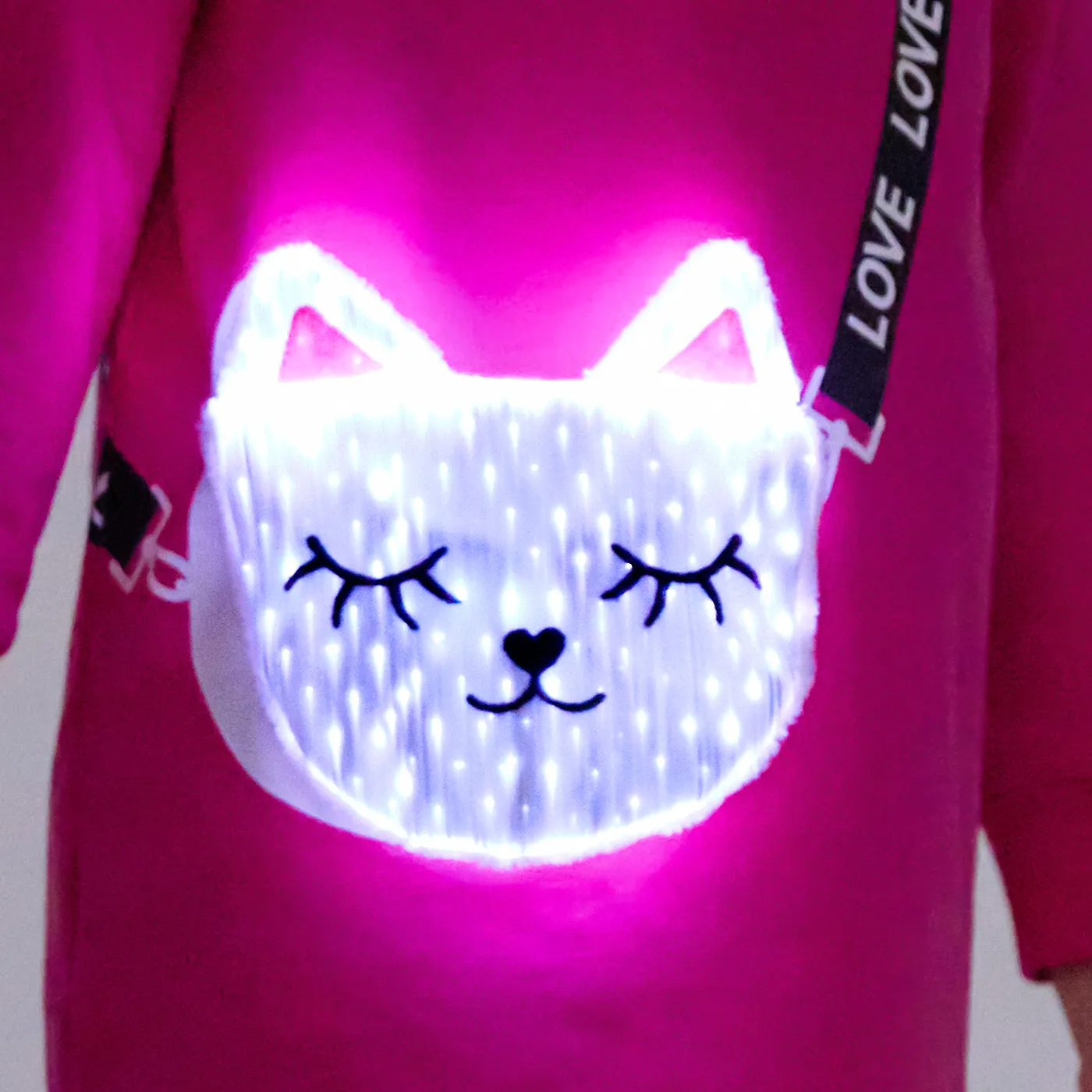 Go-Glow Illuminating Sweatshirt Dress with Light Up Kitty Bag Including Controller (Built-In Battery) Hot Pink image 5