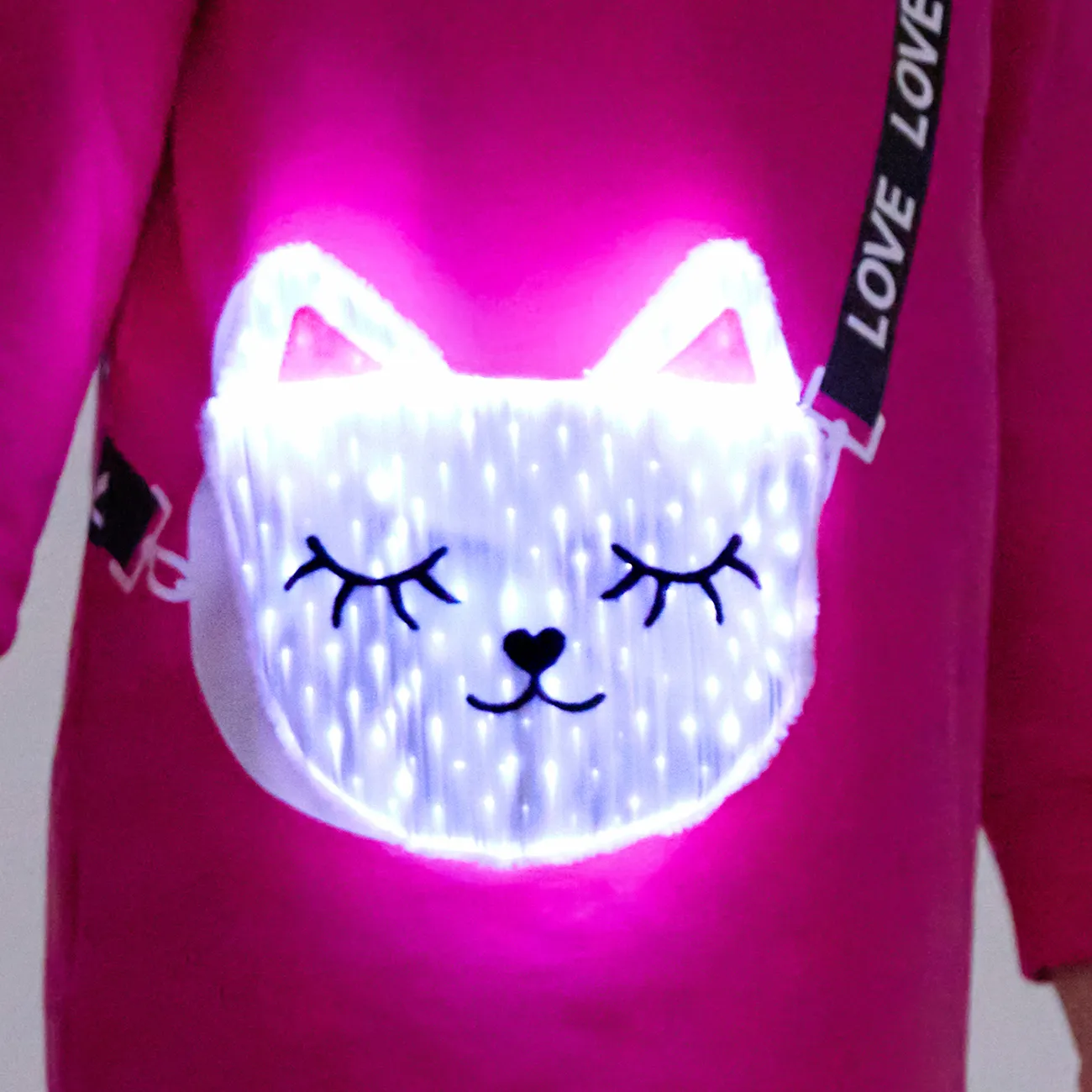 Go-Glow Illuminating Sweatshirt Dress with Light Up Kitty Bag Including Controller (Built-In Battery) Hot Pink big image 1