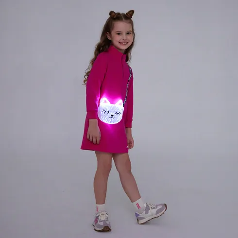 Go-Glow Illuminating Sweatshirt Dress with Light Up Kitty Bag Including Controller (Built-In Battery) Hot Pink big image 5