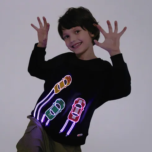 Go-Glow Illuminating Sweatshirt with Light Up Racing Cars Including Controller (Built-In Battery) Dark Blue big image 2