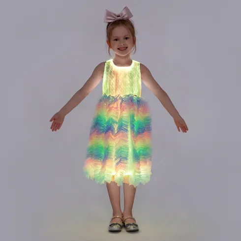 Go-Glow Light Up Colorful Princess Party Dress with Ruffled Skirt Including Controller (Built-In Battery) Multi-color big image 6