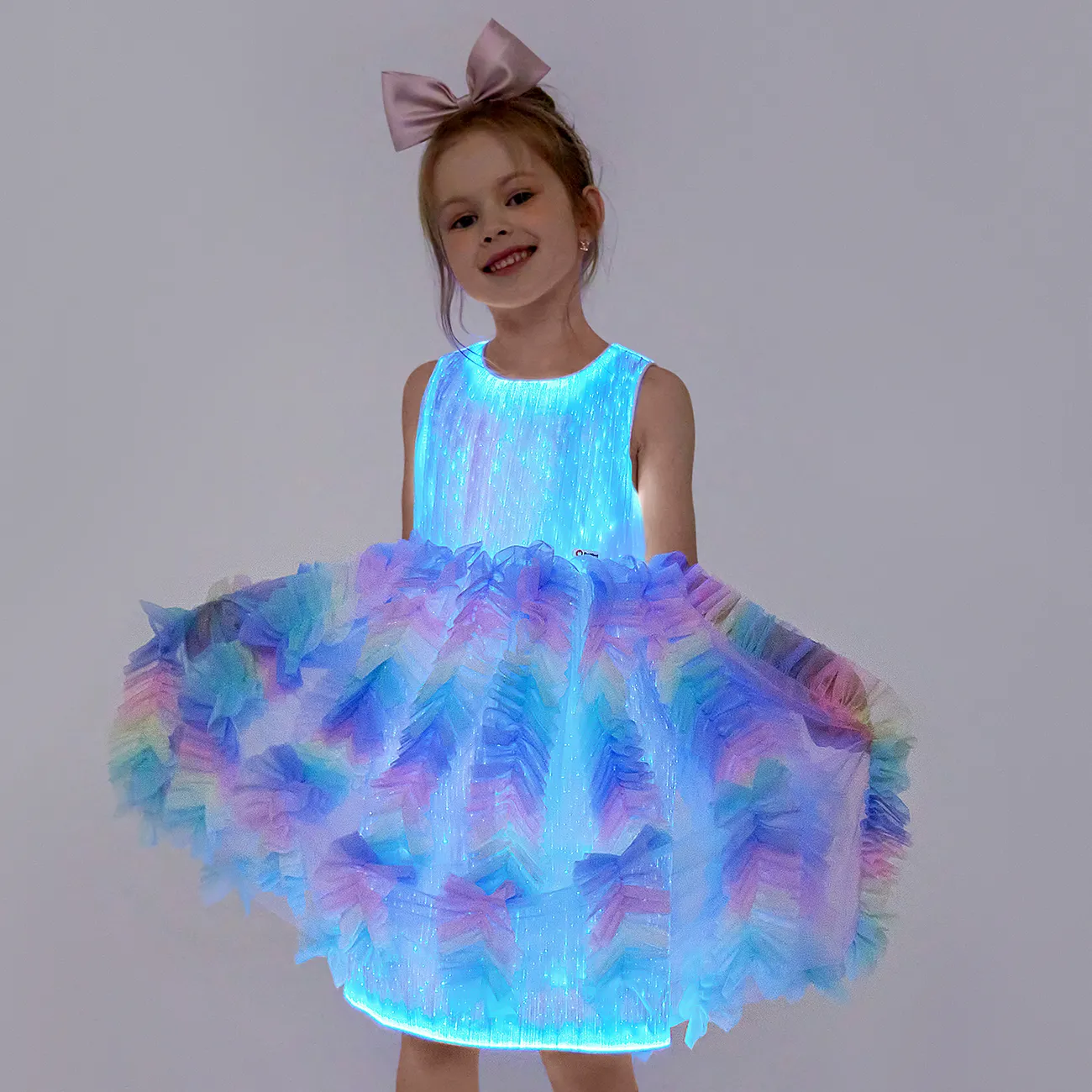 Go-Glow Light Up Colorful Princess Party Dress with Ruffled Skirt Including Controller (Built-In Battery) Multi-color big image 1