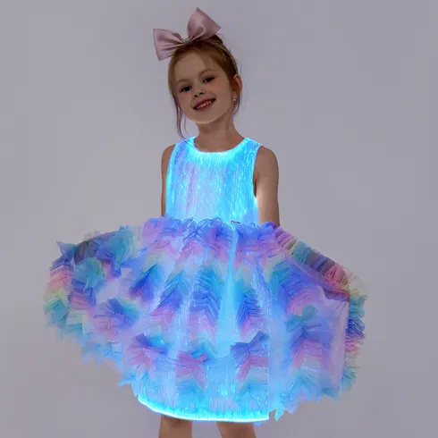 Go-Glow Light Up Colorful Princess Party Dress with Ruffled Skirt Including Controller (Built-In Battery) Multi-color big image 4