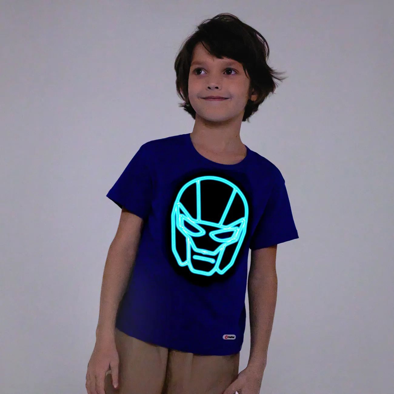 Go-Glow Illuminating T-shirt with Removable Light Up Mask Including Controller (Built-In Battery) Blue big image 1