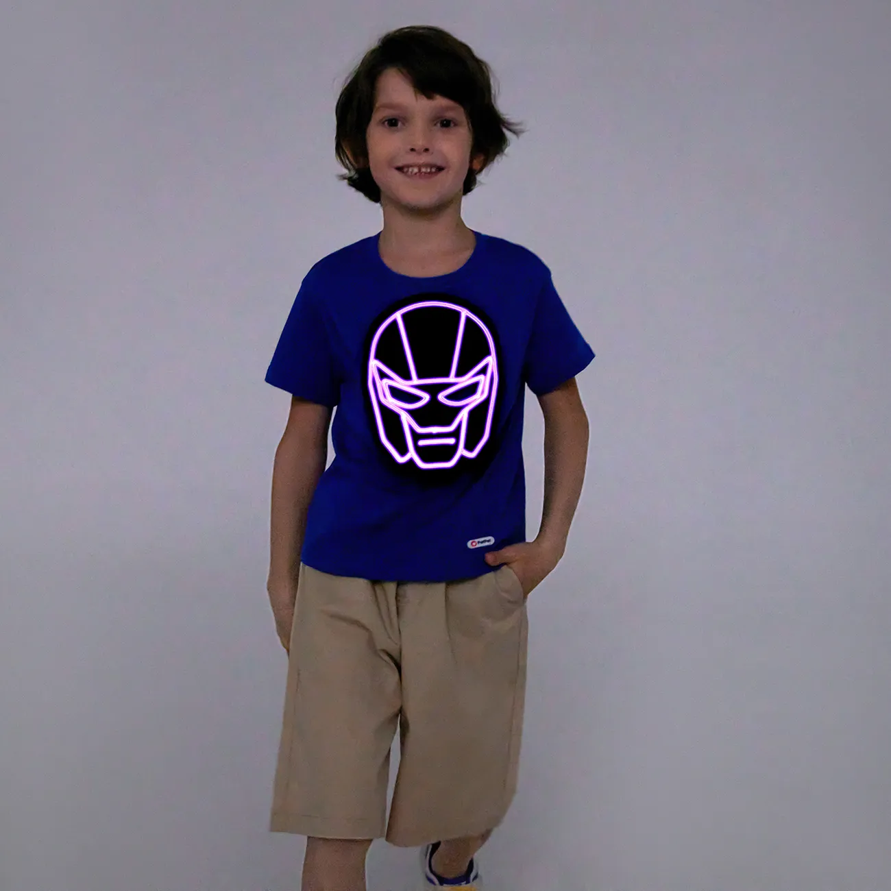 Niño pequeño Chico Velcro Infantil Manga corta Camiseta Azul big image 1