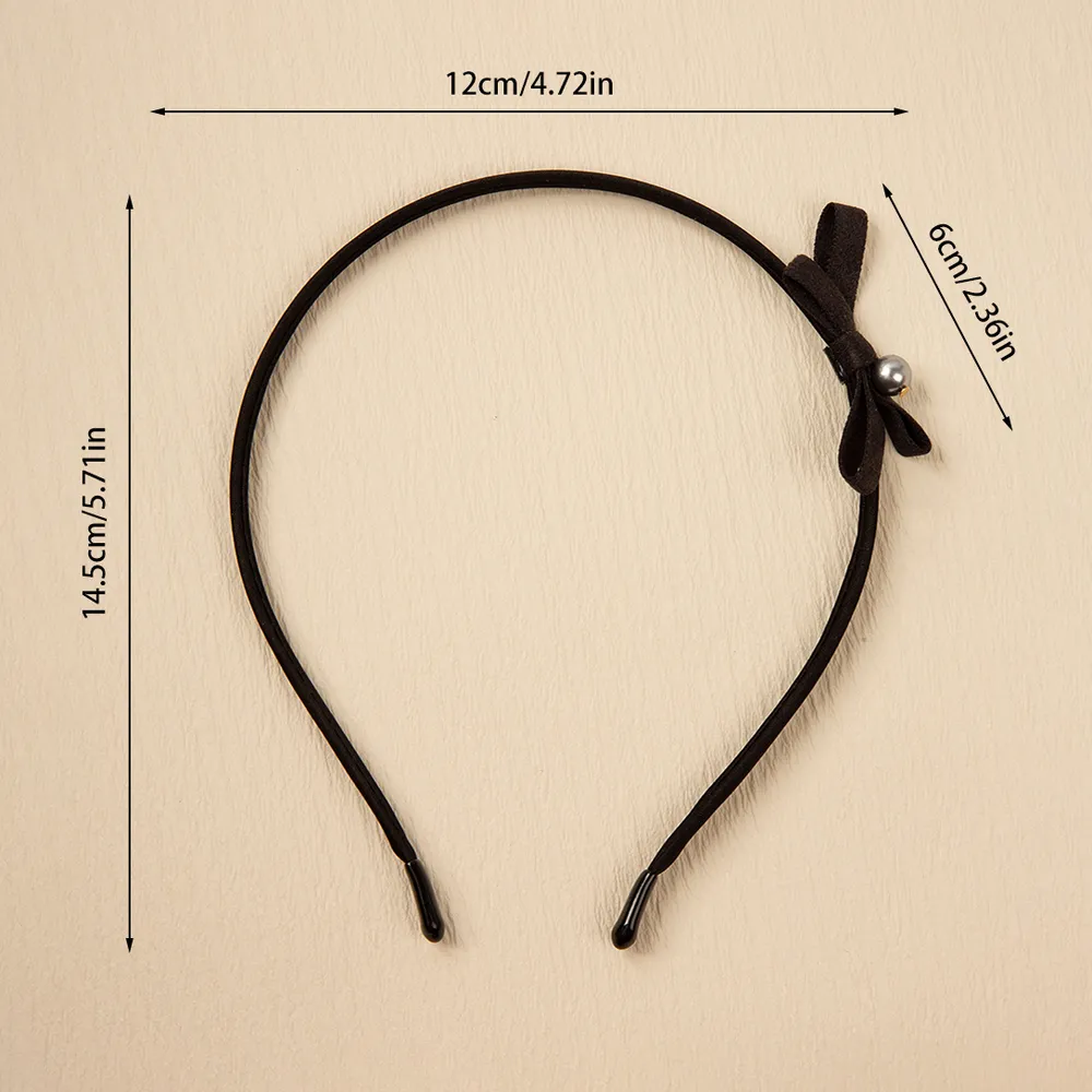 Toddler/Kid Girl Black Pearl Handmade Small Bow Headband big image 4