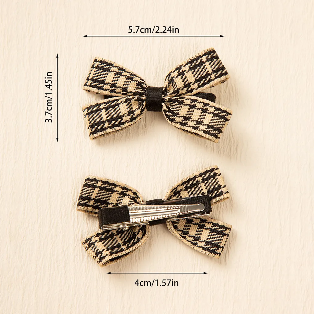 2-pack Toddler/Kid Plaid Small Bowknot Hair Clip (with Cardboard)  big image 3