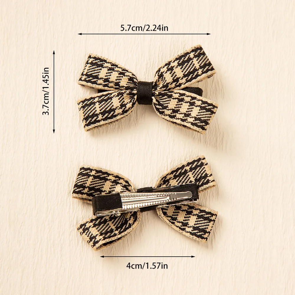2-pack Toddler/Kid Plaid Small Bowknot Hair Clip (with Cardboard) big image 3