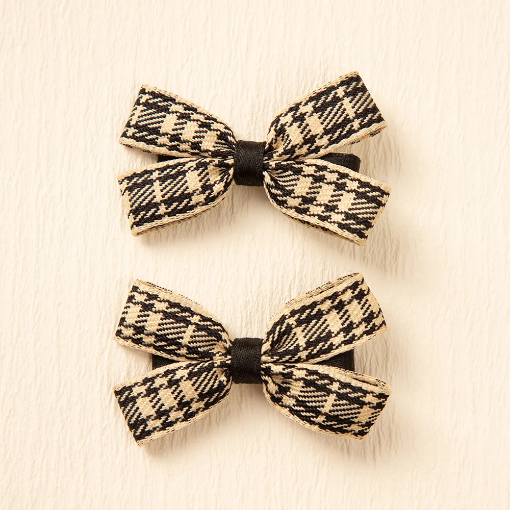 2-pack Toddler/Kid Plaid Small Bowknot Hair Clip (with Cardboard)  big image 4