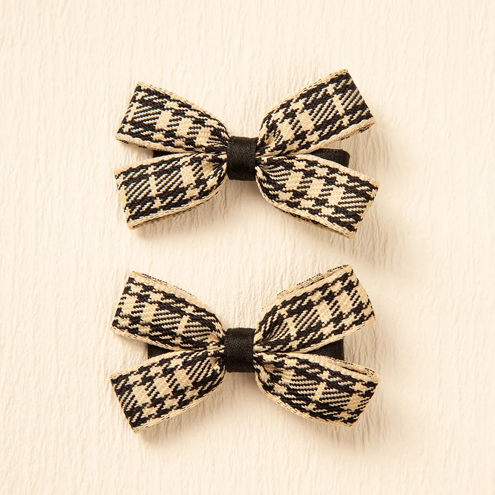 2-pack Toddler/Kid Plaid Small Bowknot Hair Clip (with Cardboard) big image 4