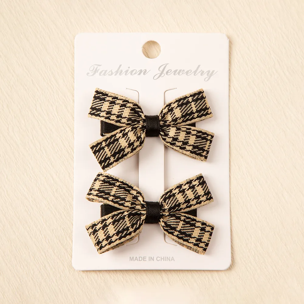 2-pack Toddler/Kid Plaid Small Bowknot Hair Clip (with Cardboard) big image 6