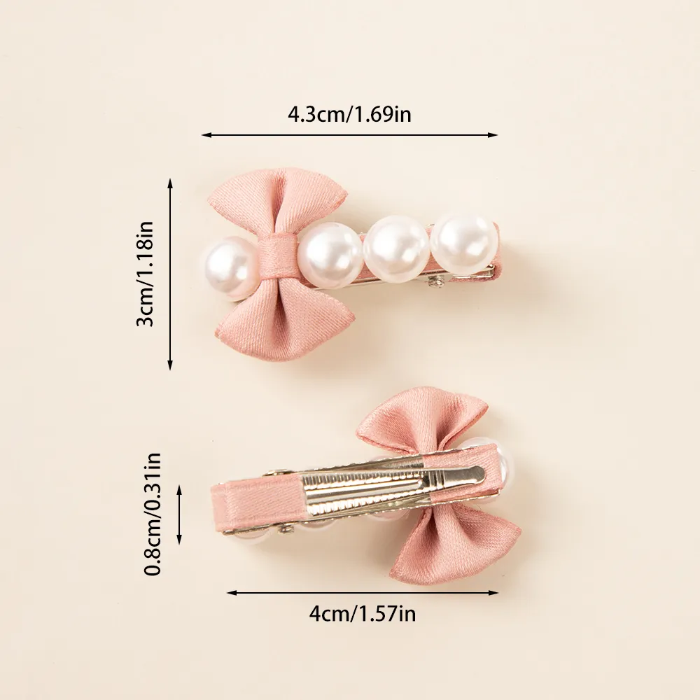 2-pack Toddler/Kid Pearl Mini Bow Hairpin (with Cardboard)  big image 4