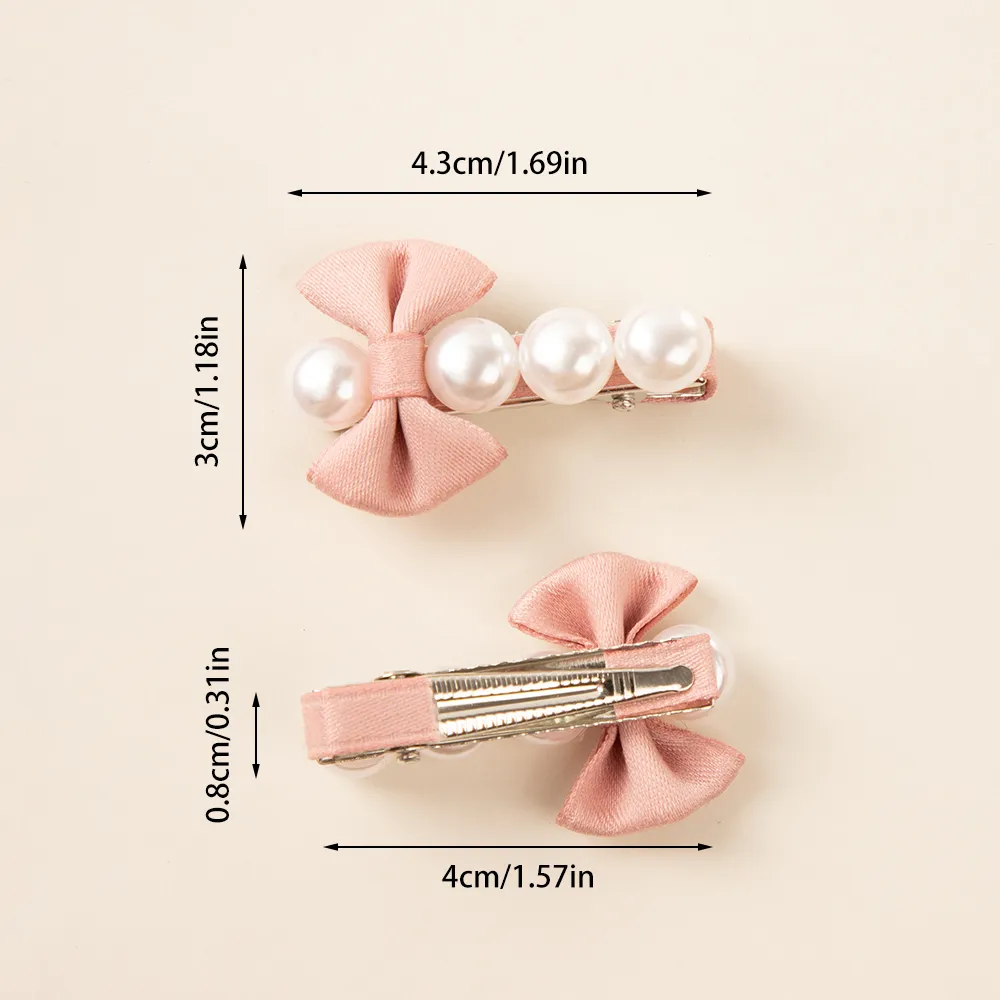 2-pack Toddler/Kid Pearl Mini Bow Hairpin (with Cardboard) big image 4