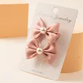 2-pack Toddler/Kid Pink Pearl Bow Pair Clip  image 2