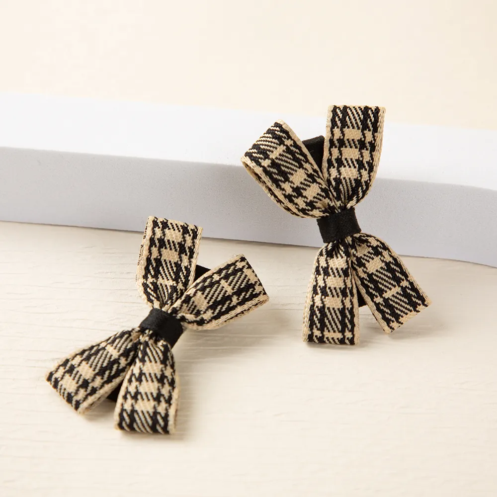2-pack Toddler/Kid Plaid Small Bowknot Hair Clip (with Cardboard) big image 2
