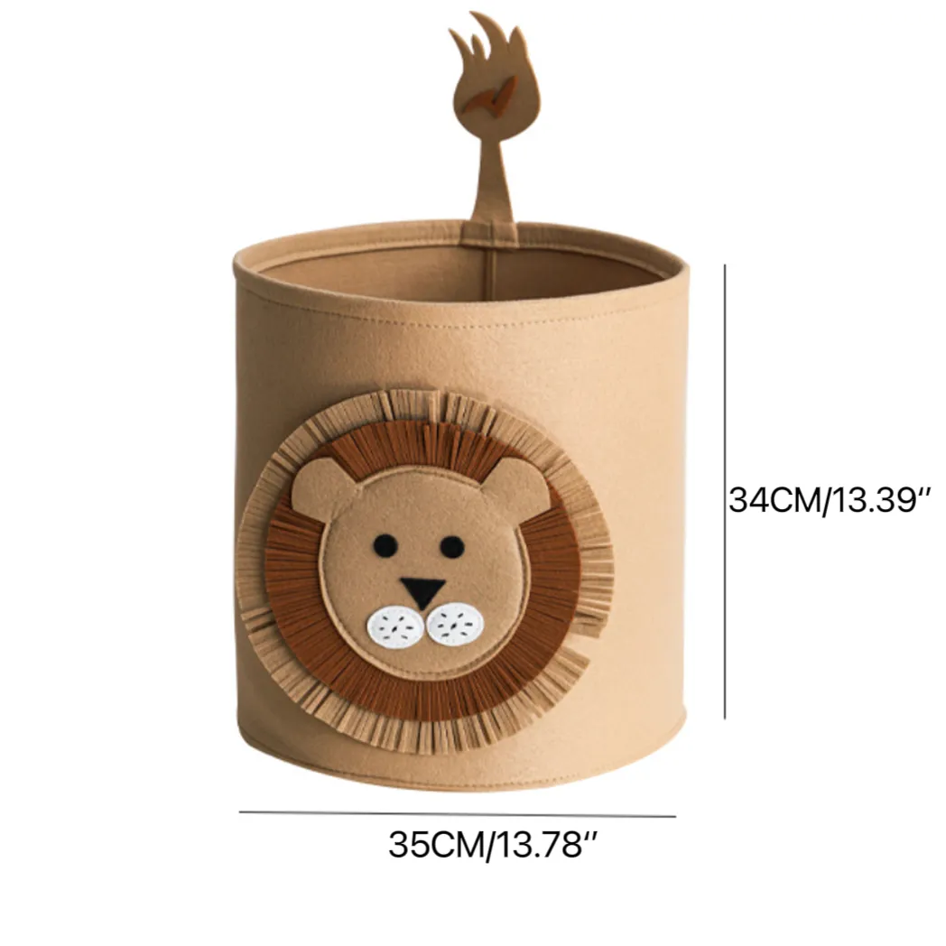 Foldable Laundry Basket Cute Cartoon Thick Felt Storage Bucket for Dirty Clothes Toys Organizer Brown big image 1