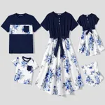 Family Matching Allover Floral Print  Dresses and Short-sleeve Colorblock T-shirts Sets  image 2