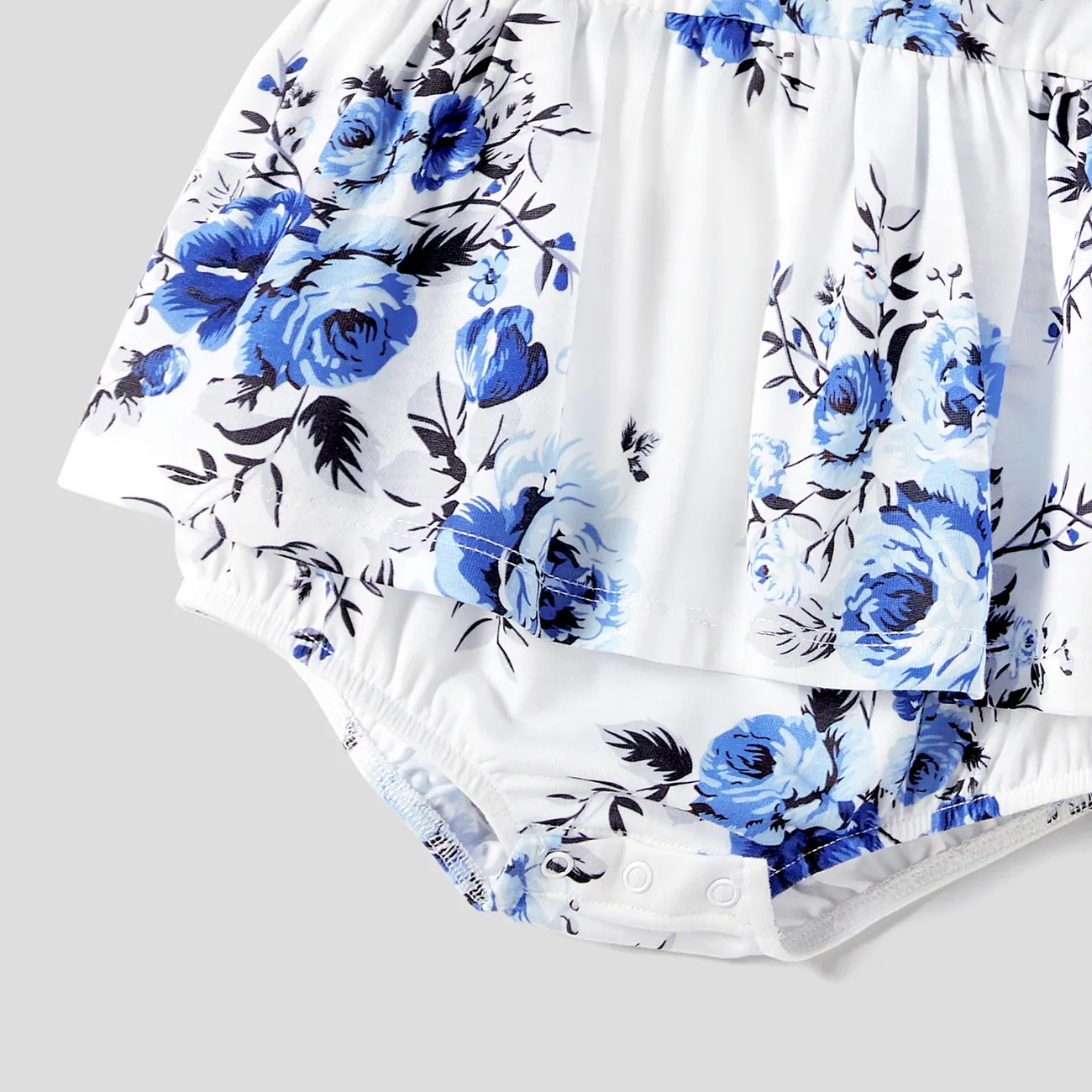 Baby Girl - Family Matching Allover Floral Print Dresses and Short-sleeve Colorblock T-shirts Sets - Blue - image 12