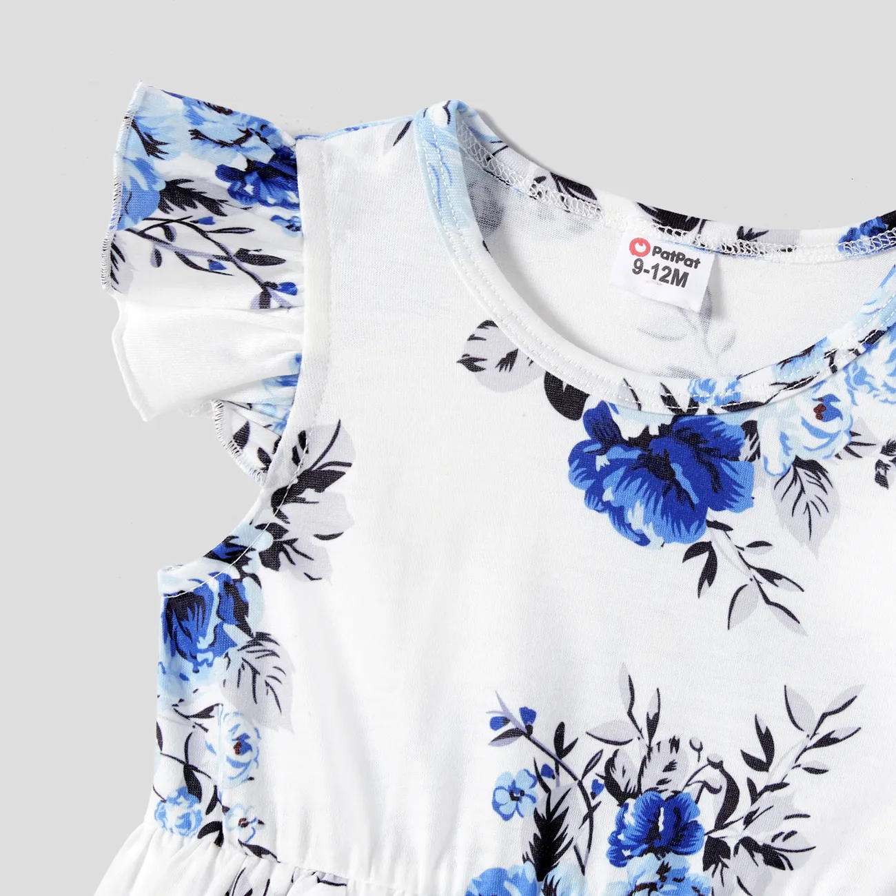 Family Matching Allover Floral Print  Dresses and Short-sleeve Colorblock T-shirts Sets Blue big image 1