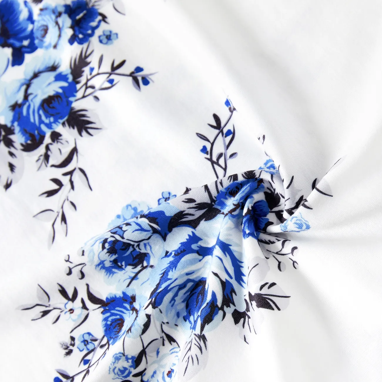Look Familial Grande fleur Manches courtes Tenues de famille assorties Ensemble Bleu big image 1